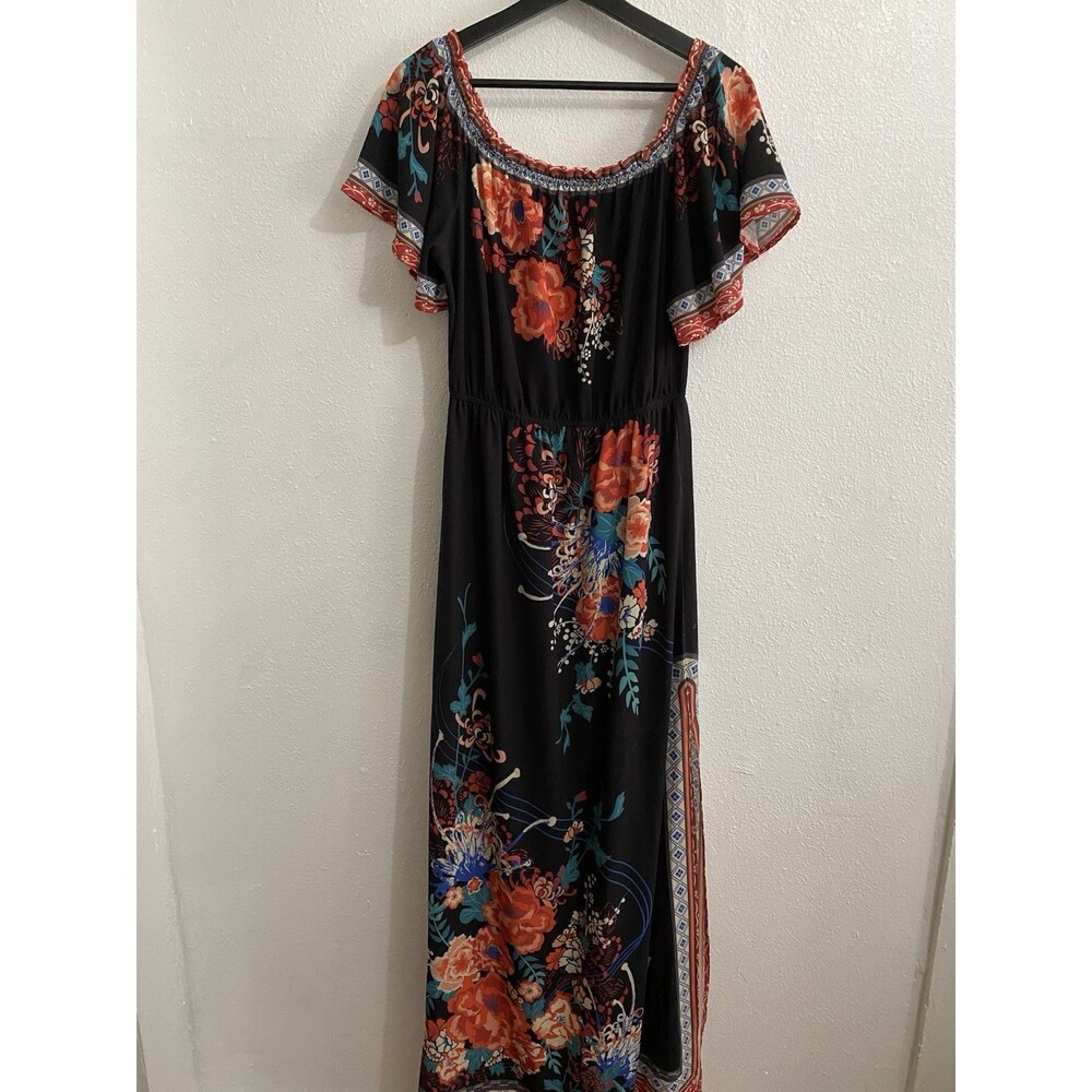 Flying Tomato Off Shoulder Floral Maxi Dress With Side Slits L K26